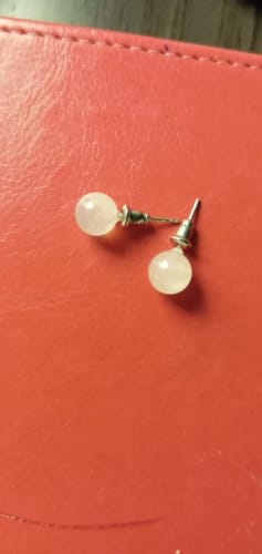 Customer photo review of Natural Stone Studs Minimalist Round Beads Earrings Women