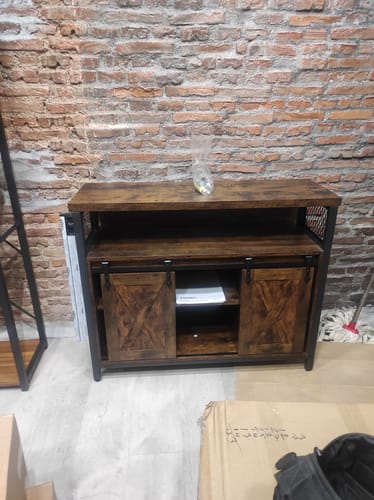 Customer photo review of Μπουφές Ντουλάπι Κονσόλα Έπιπλο Τηλεόρασης με 2 συρόμενες πόρτες Βιομηχανικό για σαλόνι vintage καφέ LS-C092B01