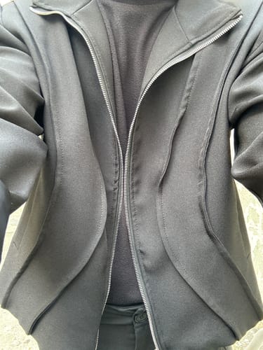 Customer photo review of Retro Short Jacket Stand Collar Zipper Jacket