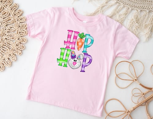 Customer photo review of Hip Hop Bunny Easter DTF Heat Transfer, Easter Design