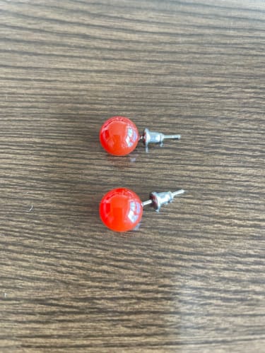 Customer photo review of Natural Stone Studs Minimalist Round Beads Earrings Women