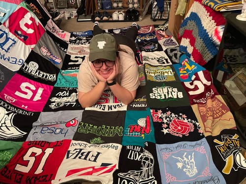 T-shirt quilt featuring falcons by Lori from MO