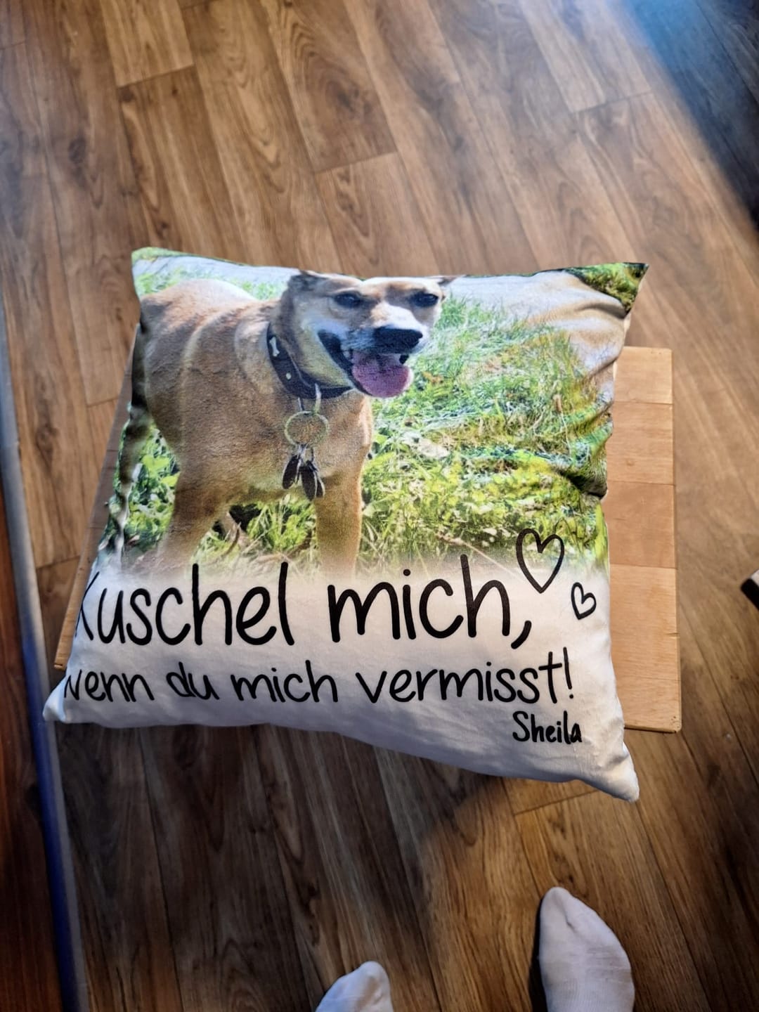 Customer photo review of Kuschel mich, wenn du mich vermisst - Individuelles Kissen
