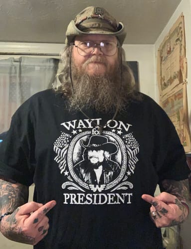 Customer photo review of Waylon for President Circle Photo Men's Shirt