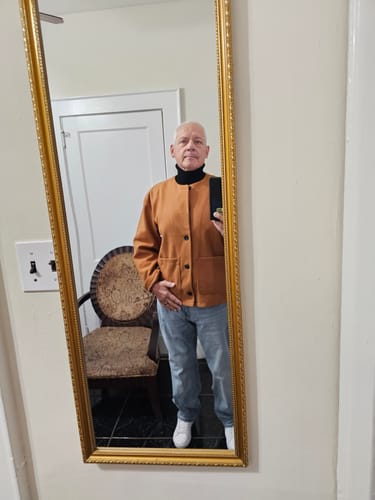 Customer photo review of Mens Solid Button Front Casual Tweed Jacket SKUK41834