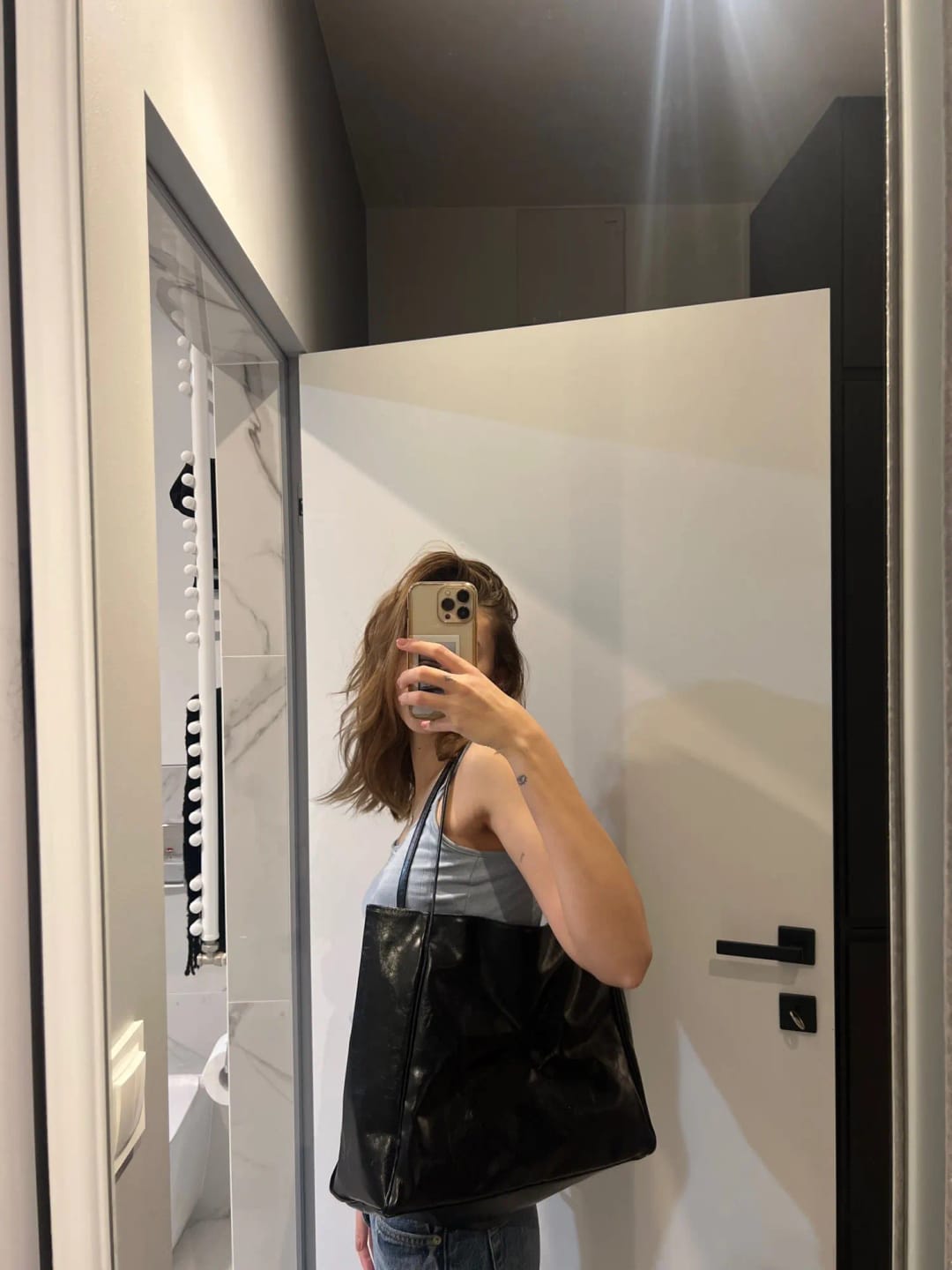 Customer photo review of Large Leather Tote Bag