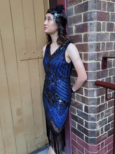 Belinda B. review of 1920s Vintage Blue Beaded Ella Flapper Dress image 2 out of 2