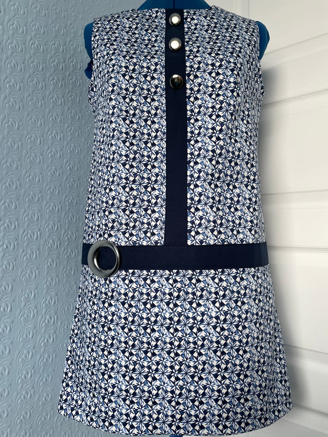 Customer photo review of Abstract Blue Tiles Cotton Sateen Fabric