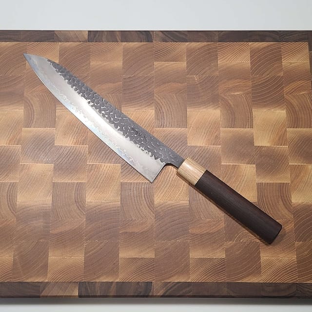 Customer photo review of Personalized Walnut and Cherry End Grain Cutting Board