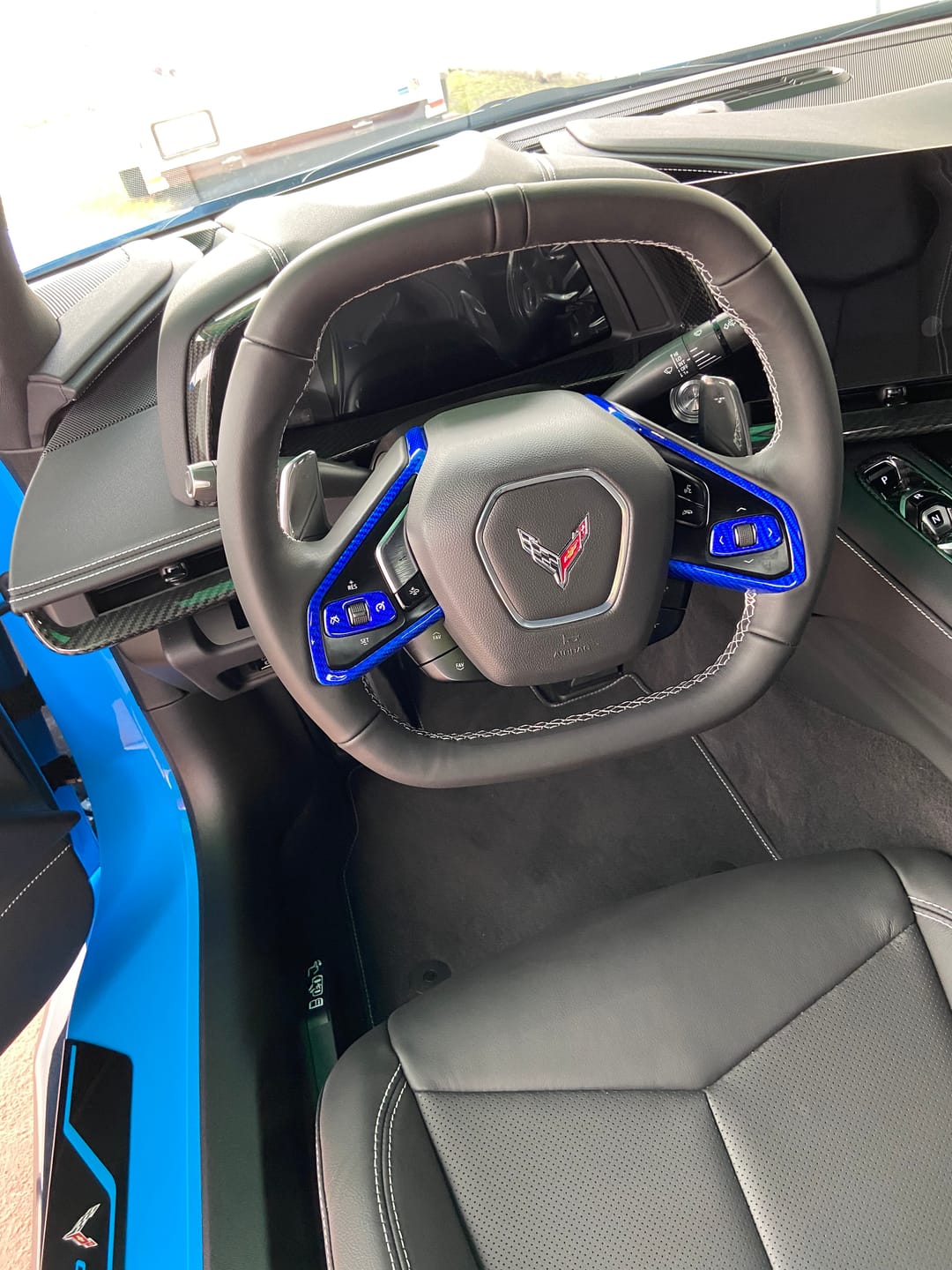 Customer photo review of [2pcs] C8 Corvette Carbon Fiber Steering Chrome Trim Delete Covers