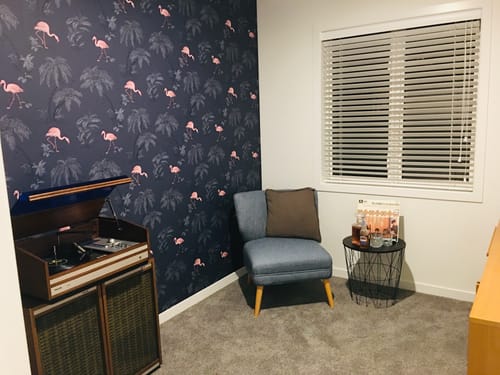 Customer photo review of Flamingo Lakes Wallpaper - 2 Colours