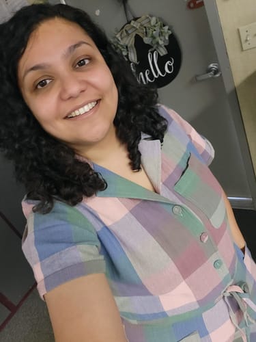 Customer photo review of Ray Jumpsuit | Watercolor Chex
