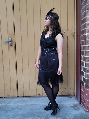 Belinda B. review of 1920s Vintage Black Sequin Scarlett Gatsby Dress image 2 out of 2