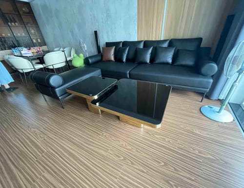 Customer photo review of Key West - Set bàn trà đôi hình vuông, mặt kính cường lực, khung inox