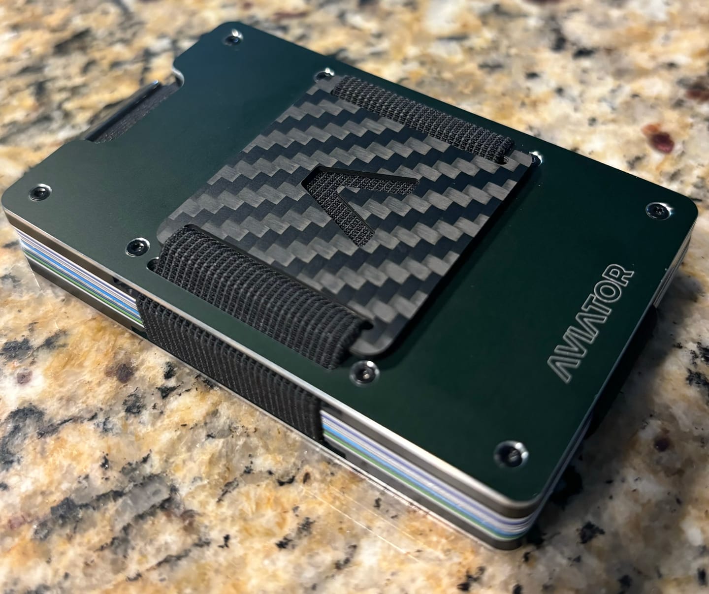 Customer photo review of Velvet Green Metal Slim Wallet