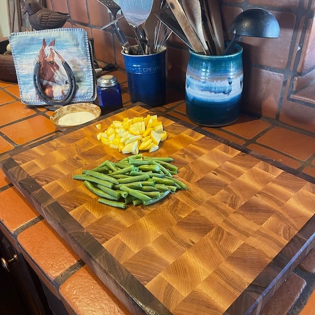 Customer photo review of Personalized Walnut and Cherry End Grain Cutting Board