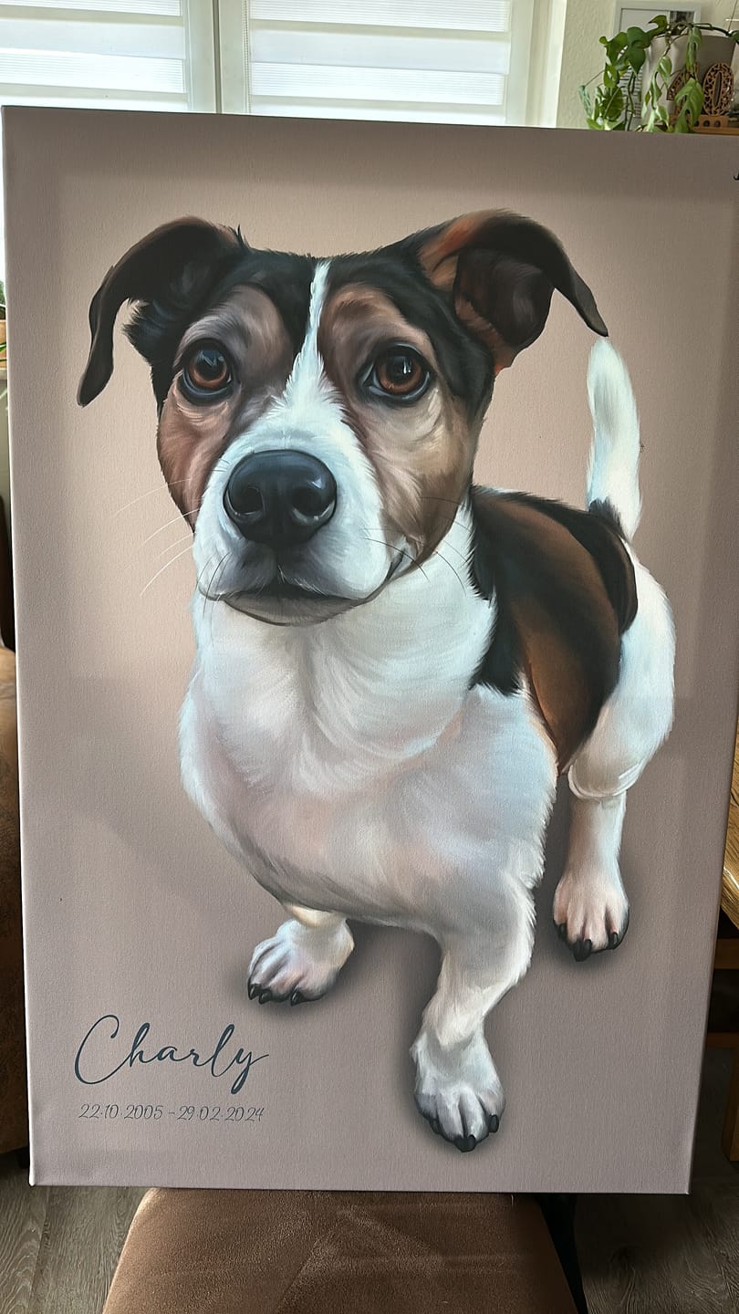 Customer photo review of Handgemaltes Haustierportrait auf Premium Leinwand im Realistischen Stil