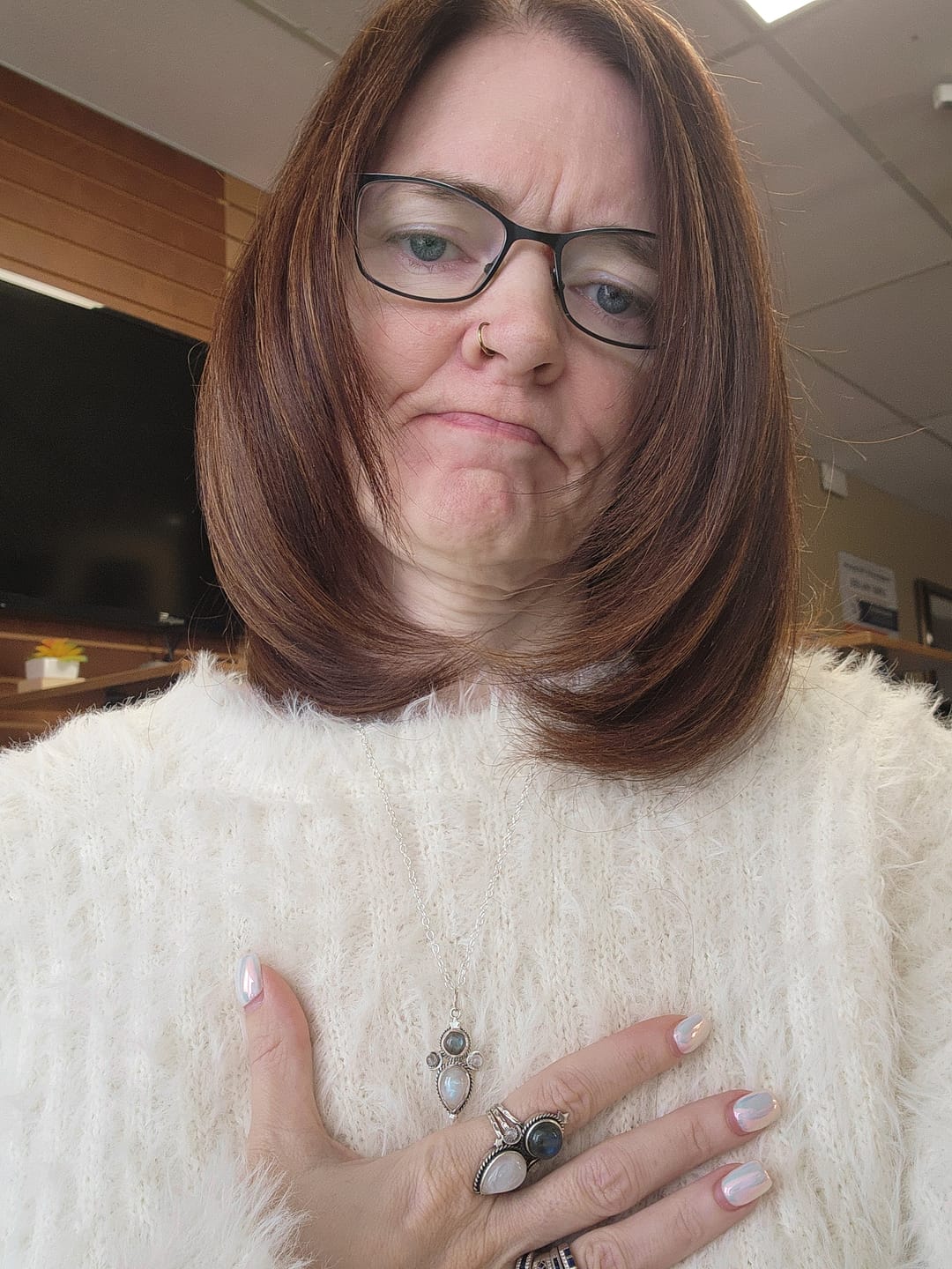 Customer photo review of Labradorite and Moonstone Celestial Necklace