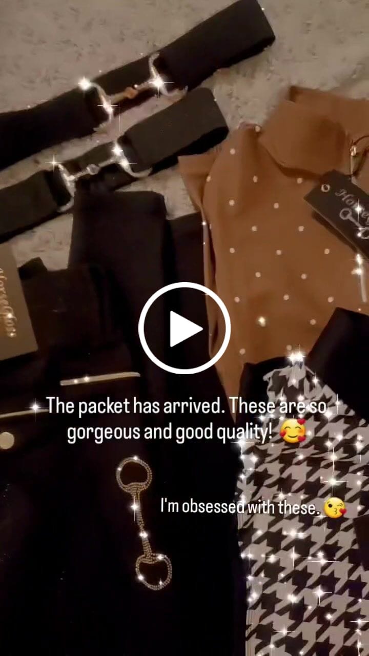 Customer video review of KYLIE - EQUESTRIAN BASE LAYER LONG SLEEVE | BLACK & WHITE "HOUNDSTOOTH" TECHNICAL STRETCH