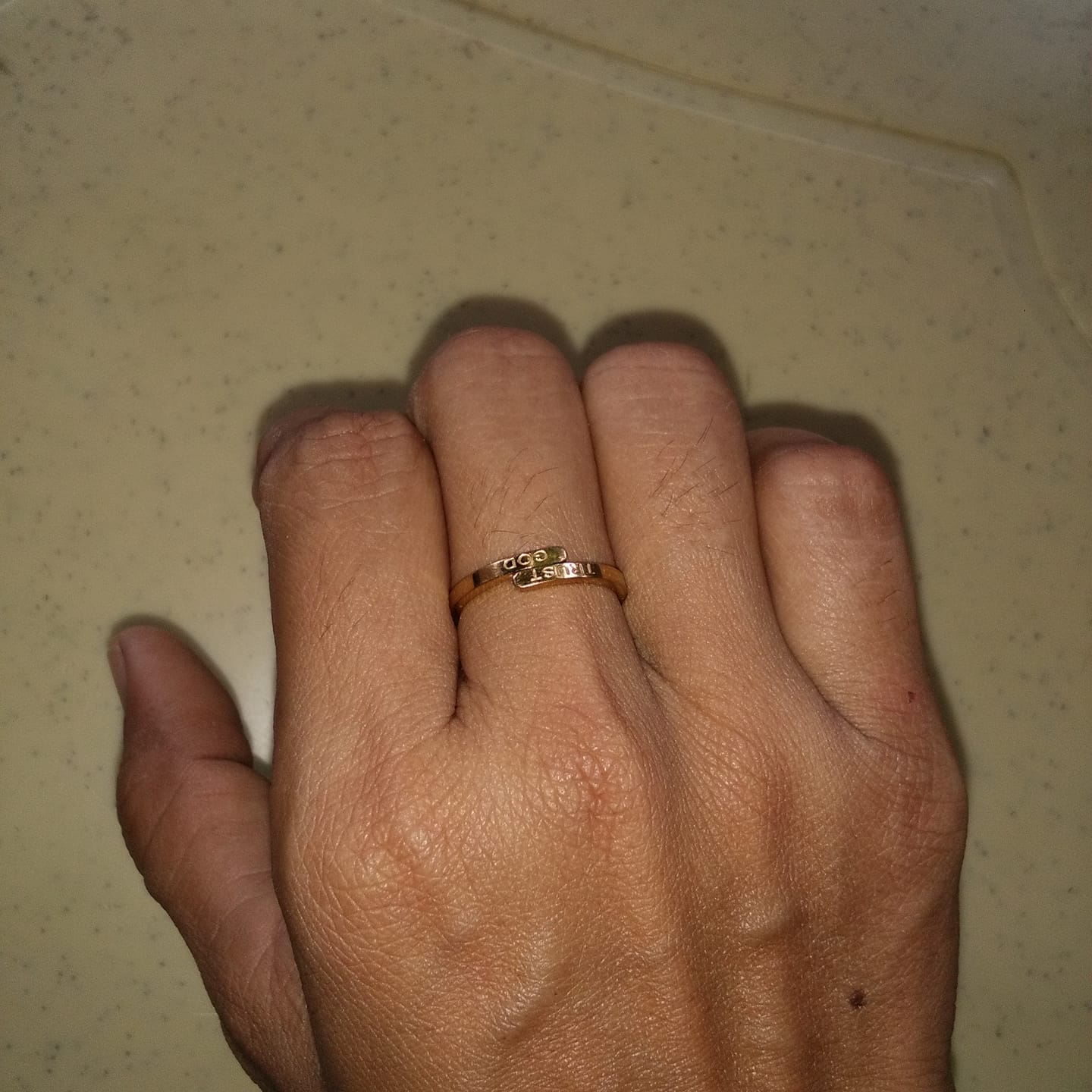 Customer photo review of Colored Trust God Ring  (Adjustable size)