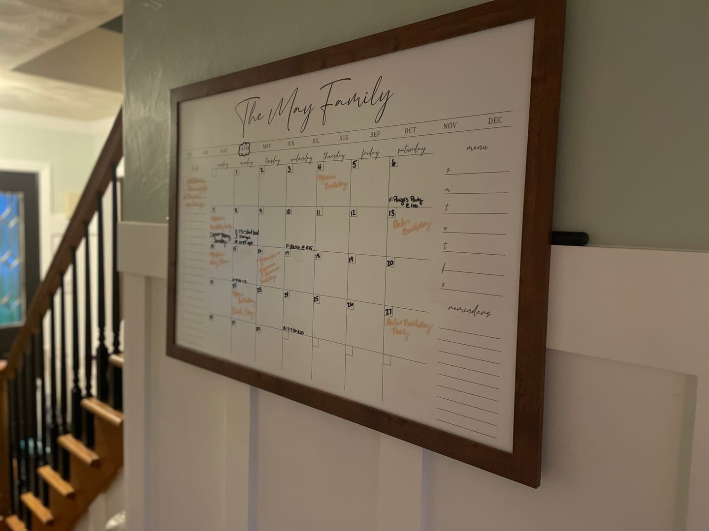 Customer photo review of Monthly Framed Whiteboard Calendar + 3 sections | Horizontal Pennington