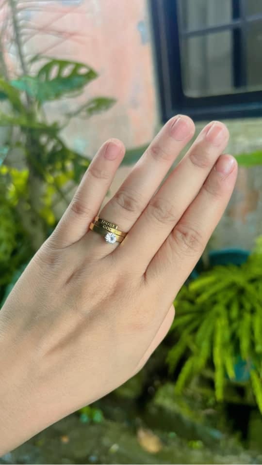 Customer photo review of Colored Trust God Ring  (Adjustable size)