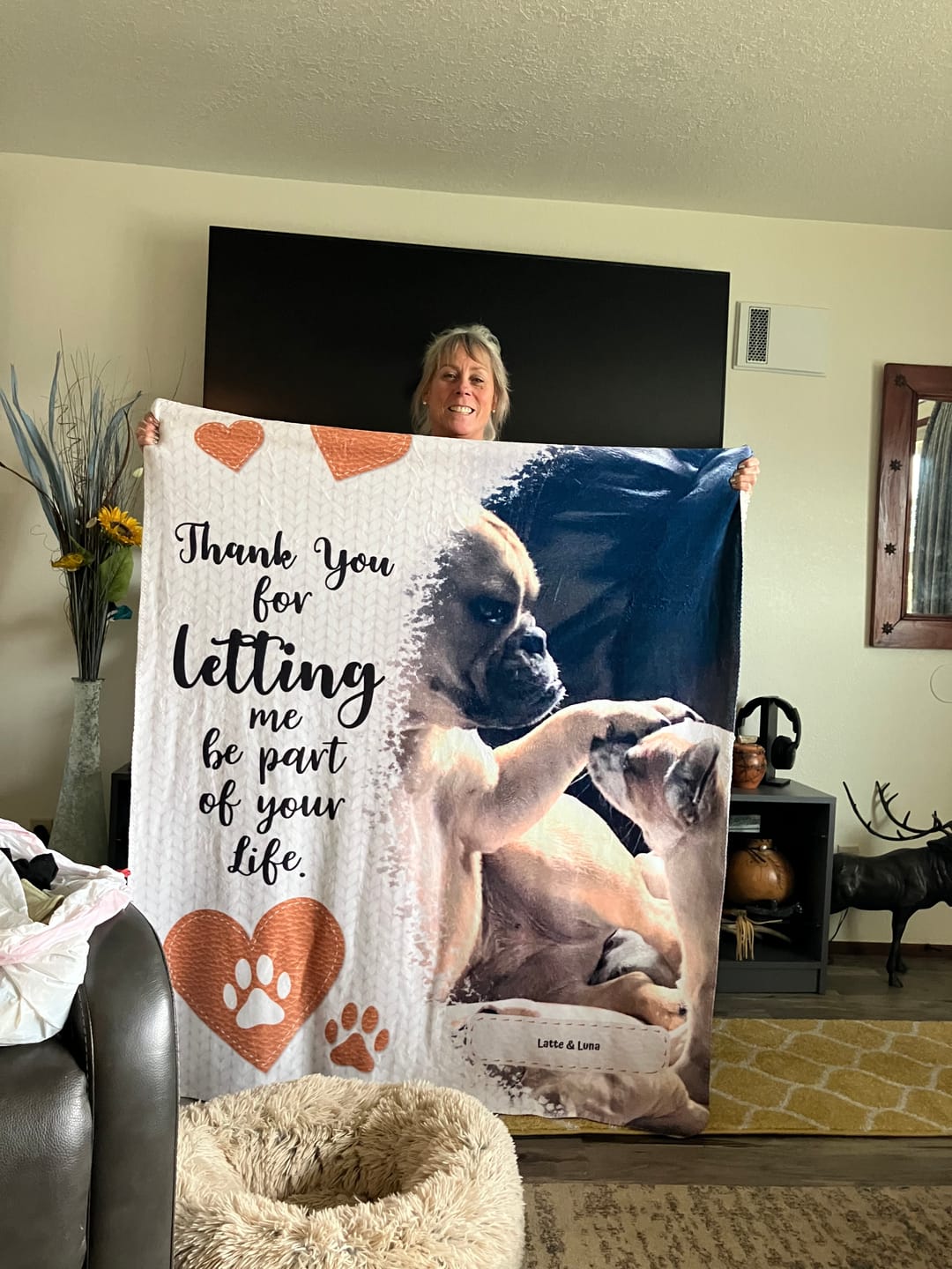 Customer photo review of Thank you - Personalized blanket
