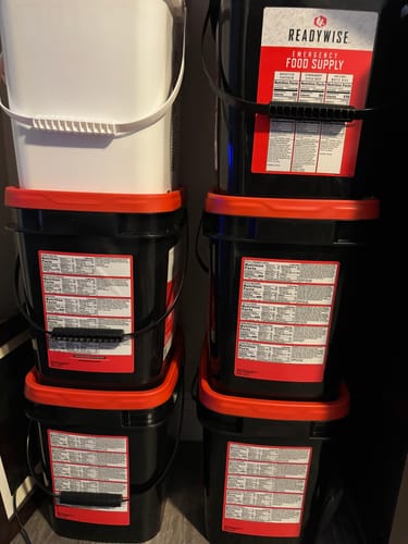 Customer photo review of 60 Serving Freeze Dried Meat Bucket + 20 Servings of Rice