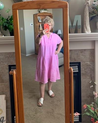 Customer photo review of Zen Tiered Cotton Dress (Candy Pink)