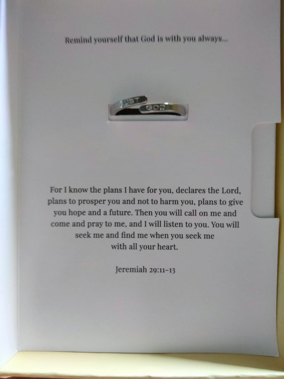 Customer photo review of Silver Trust God Ring  (Adjustable size)