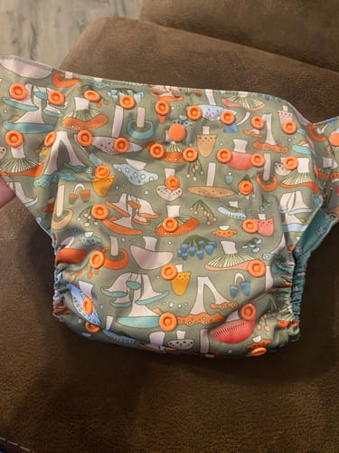 Customer photo review of Patterned Pocket Cloth Diaper with Athletic Wicking Jersey