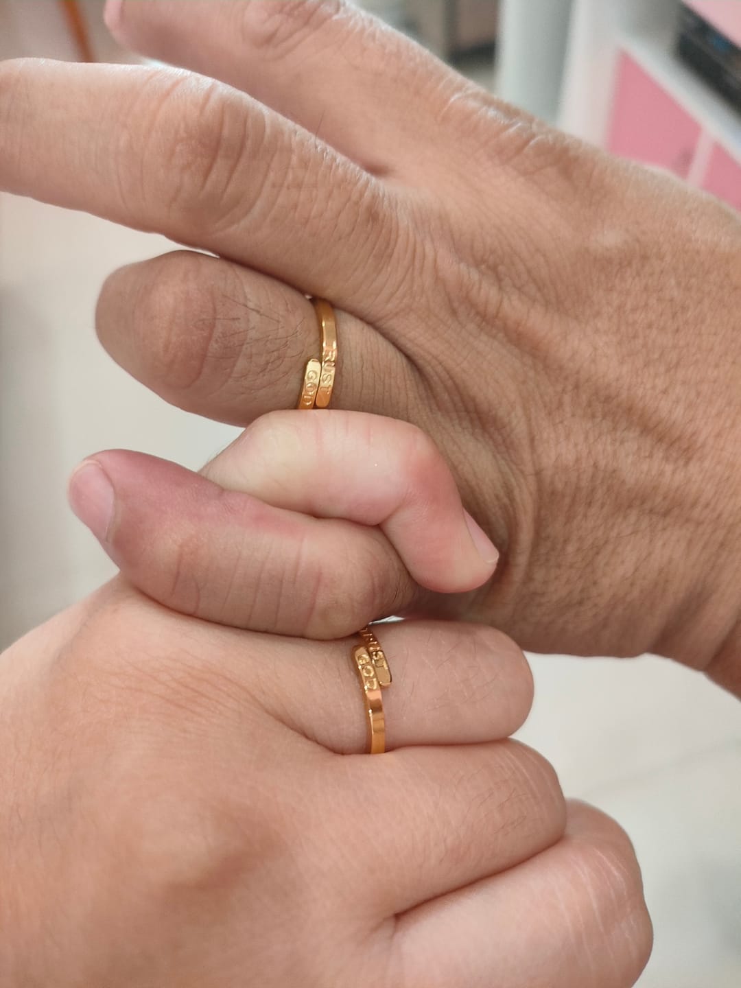 Customer photo review of Colored Trust God Ring  (Adjustable size)