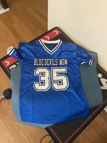 Customer photo review of Custom Royal White-Light Blue Mesh Authentic Football Jersey