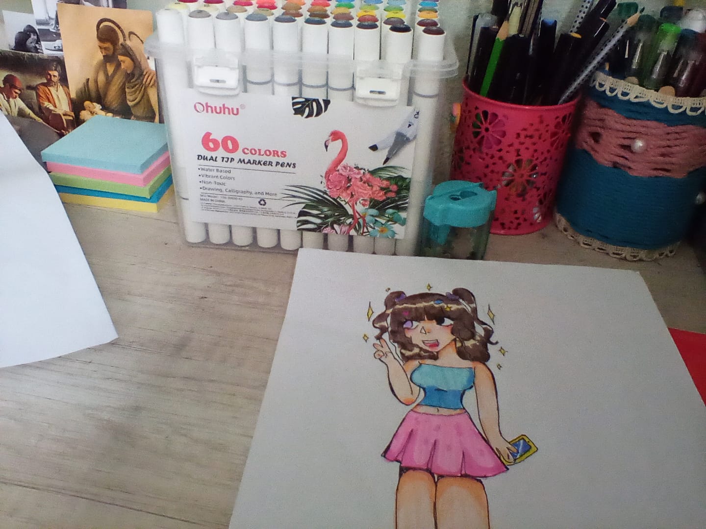 Customer photo review of Ohuhu Dual Tips Water-Based Art Markers