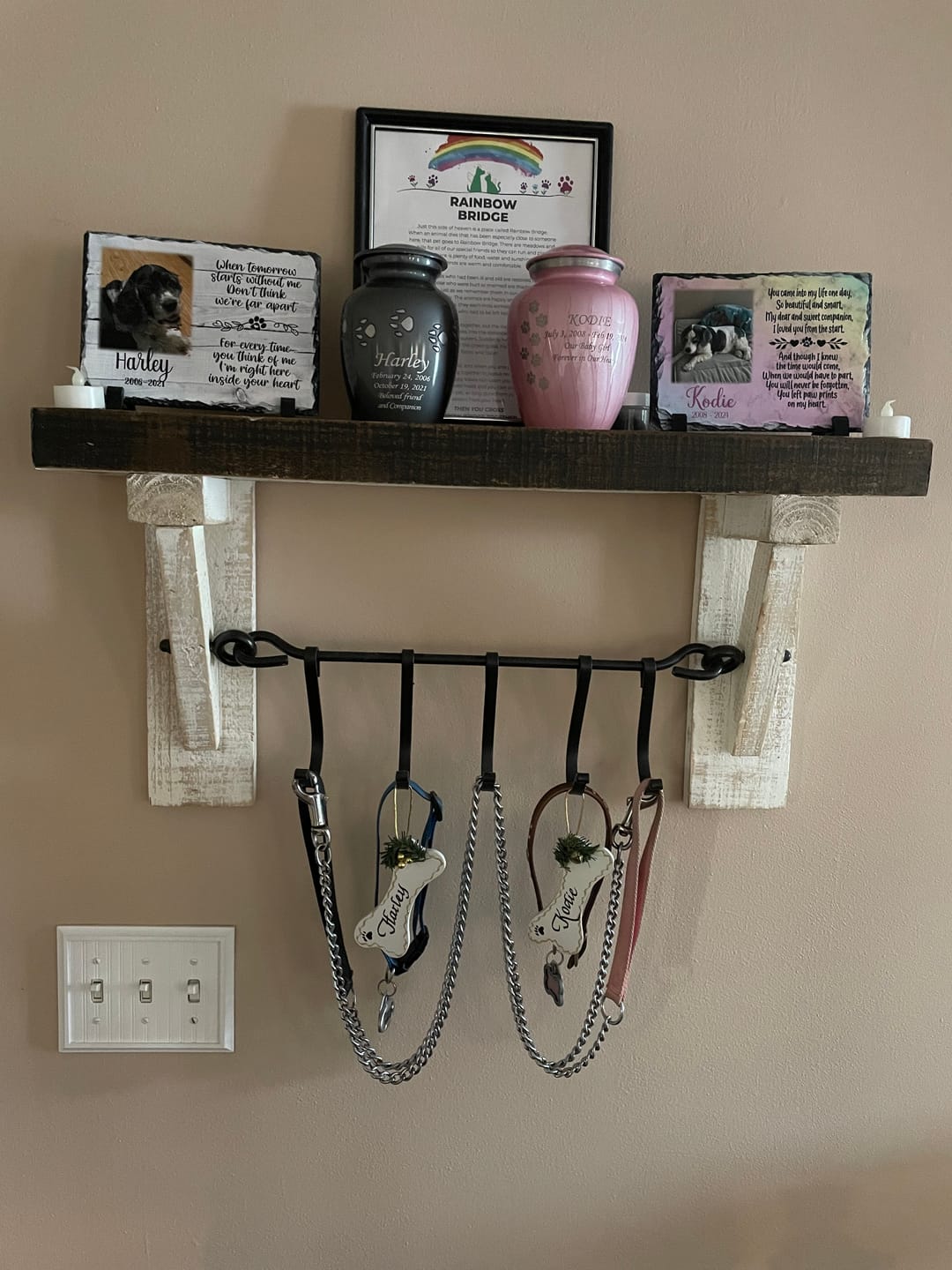Customer photo review of Unique Rainbow Bridge Pet loss Personalized Dog Memorial Plaque You left paw prints on my heart  Personalized Picture Keepsake