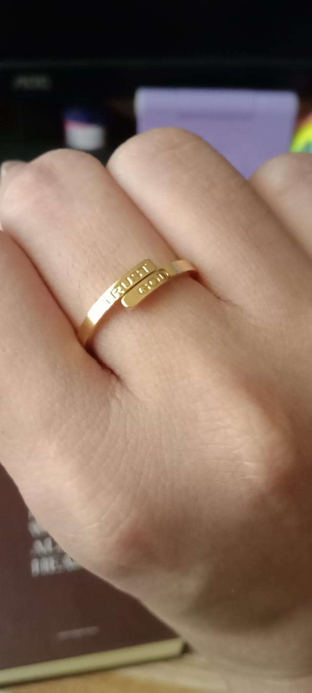Customer photo review of Colored Trust God Ring  (Adjustable size)