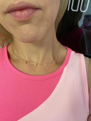 Customer photo review of The Original Initial Letter Solid Heart Necklace
