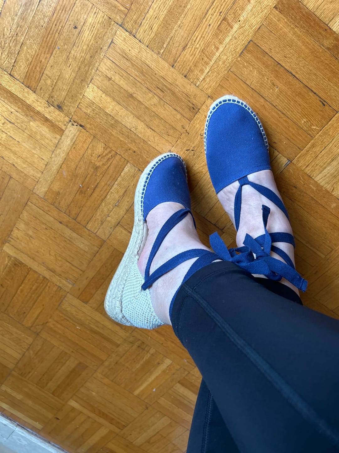 Customer photo review of Tamarita Eco Canvas Vegan Espadrille Wedges - Navy