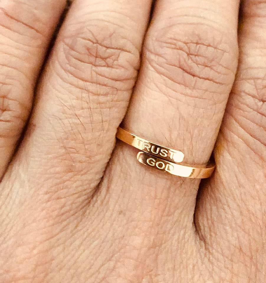 Customer photo review of Colored Trust God Ring  (Adjustable size)