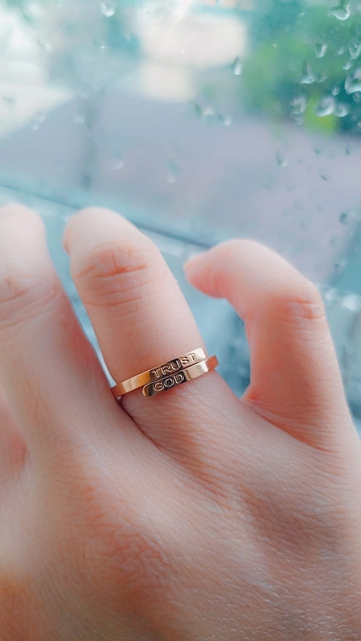 Customer photo review of Colored Trust God Ring  (Adjustable size)