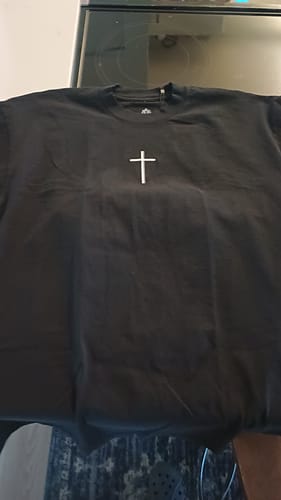 Customer photo review of Jesus Saved My Life PUFF PRINT - Black