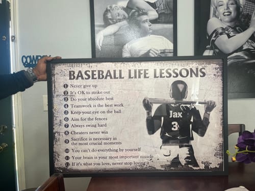 Customer photo review of Personalized Baseball Life Lessons Customized Poster
