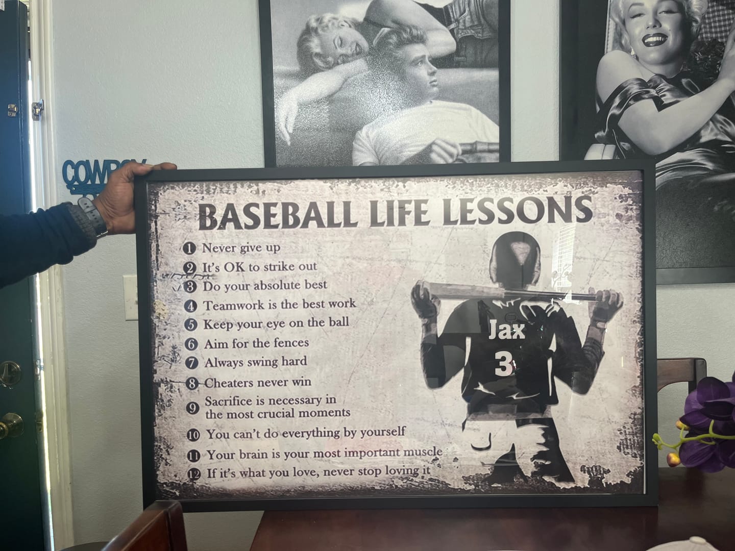 Customer photo review of Personalized Baseball Life Lessons Customized Poster