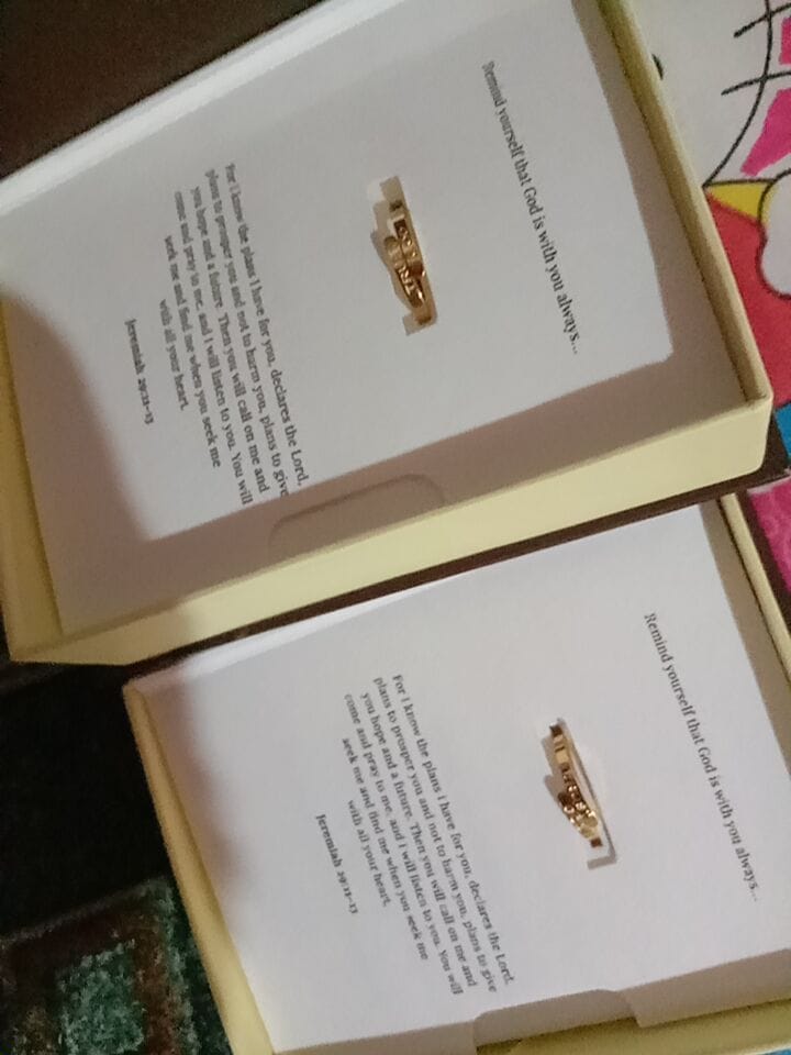 Customer photo review of Colored Trust God Ring  (Adjustable size)