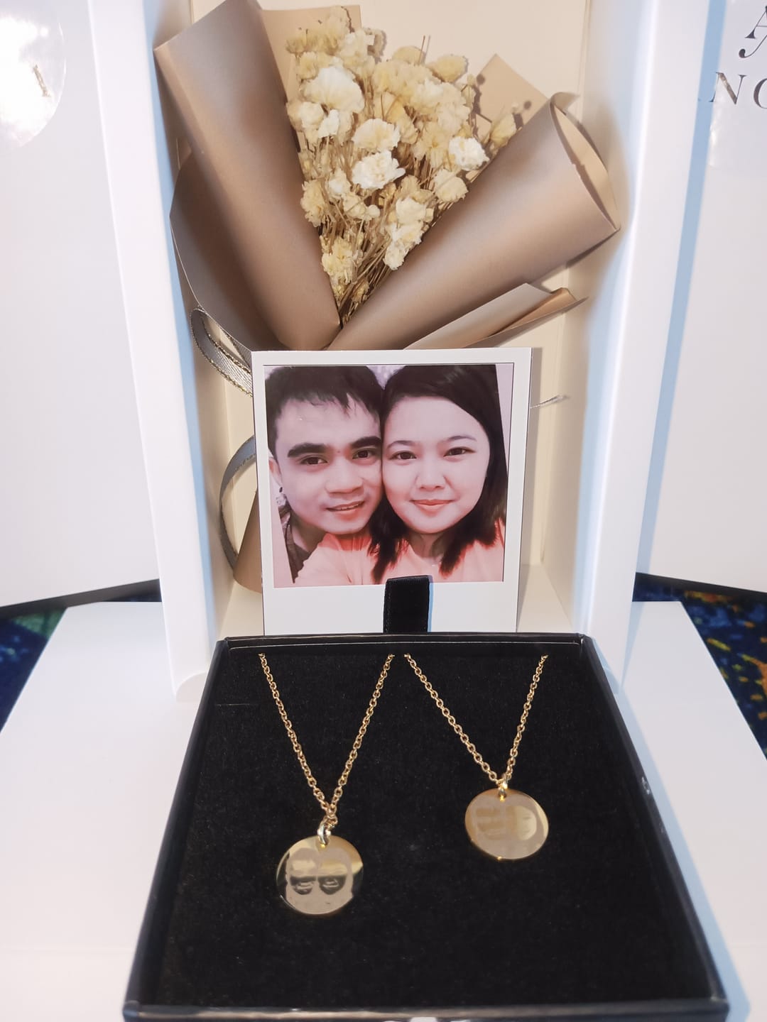 Customer photo review of Photo Engraved Portrait Necklace Gift