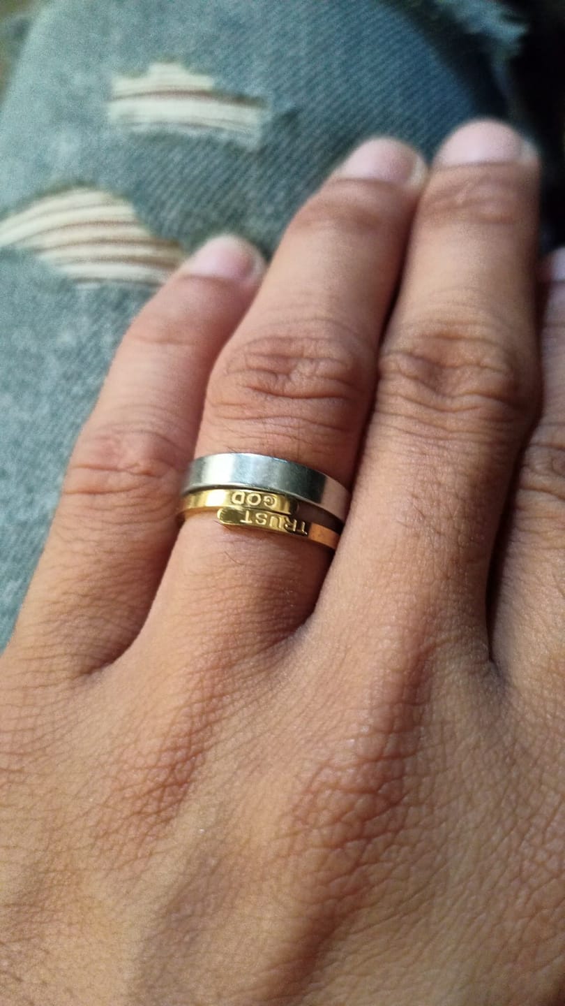 Customer photo review of Colored Trust God Ring  (Adjustable size)