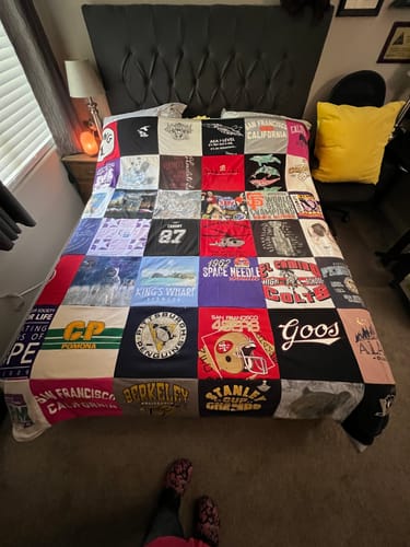 T-shirt quilt from berkeley university by Dawn from NV