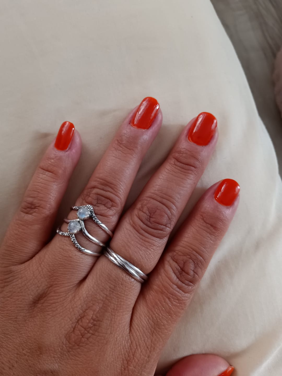 Customer photo review of Triple Chevron Boho Ring with Moonstone Sterling Silver