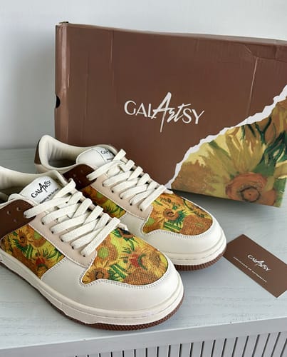 Customer photo review of Van Gogh Sunflowers inspired sneakers