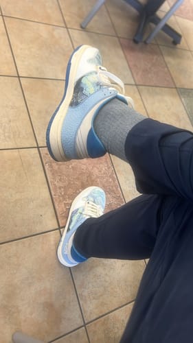 Customer photo review of Van Gogh Starry Night inspired sneakers